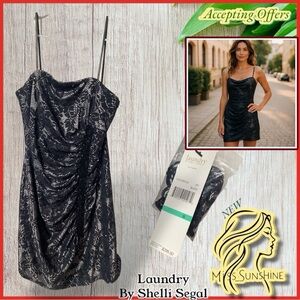 Laundry by Shelli Segal NEW - Sz 8 - strapless two layer lace Black/Silver Dress